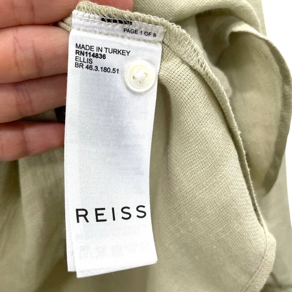 Reiss ELLIS linen blend oversized long sleeve shirt top Size 2 khaki‎ green - Picture 9 of 10